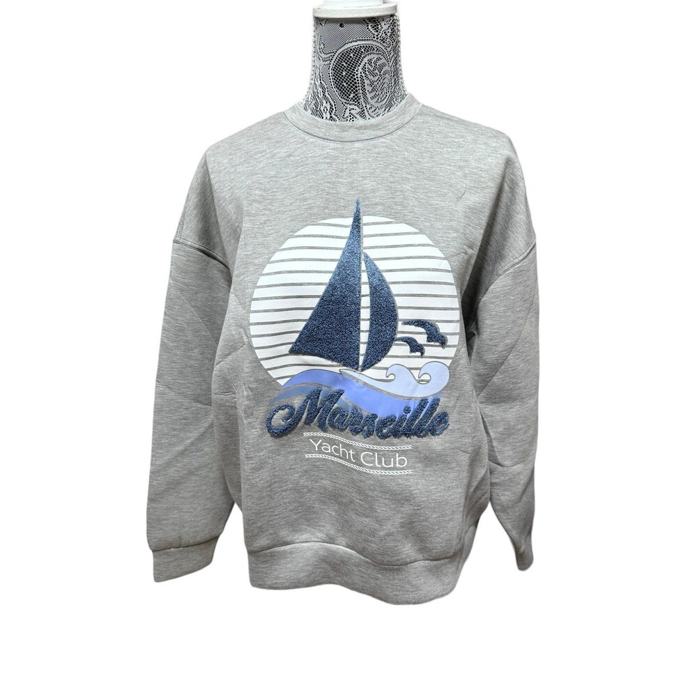 NWT Marseille Yacht Club Scuba France Knit Graphic Pullover Medium Forever 21
